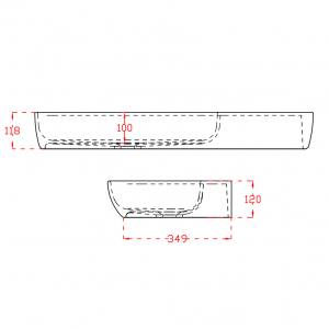 Umywalka nablatowa/naścienna matowa biało czarno - 90x40x12cm