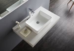 Umywalka nablatowa prostokątna biała ceramika 52 x 38 x 12,5 cm