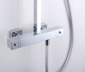 Zestaw prysznicowy z termostatem  z deszczownicą kwadrat 20x20cm