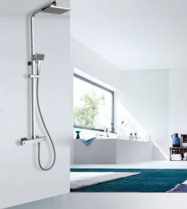 Zestaw prysznicowy z termostatem  z deszczownicą kwadrat 20x20cm