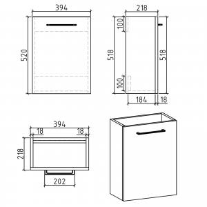 Umywalka z szafką  do WC 400 dąb
