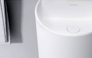 Umywalka wisząca ścienna okrągła 40 x 42 x 45 cm - biała matowa z otworem na baterię