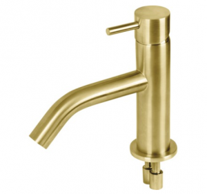 Bateria umywalkowa jednouchwytowa wygięta złota matt