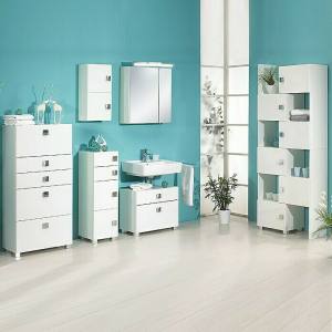 Półka szafka łazienkowa przesuwna  Carree 47 x 34,5 x 97 cm, biała