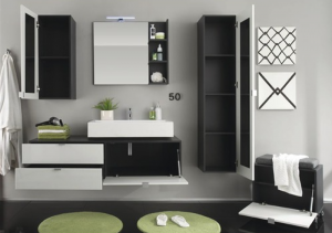 Zestaw mebli łazienkowych Beach 5-częściowy białe wysoki połysk / antracyt